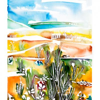 Watercolor Landscape Malaga – La Playa de Bolonia