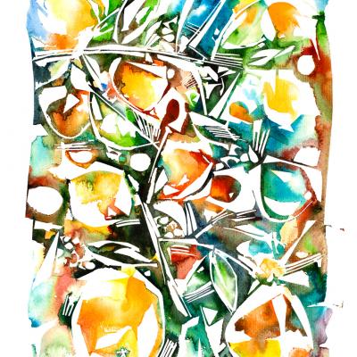 Watercolor Fruits and Flowers – Oranges