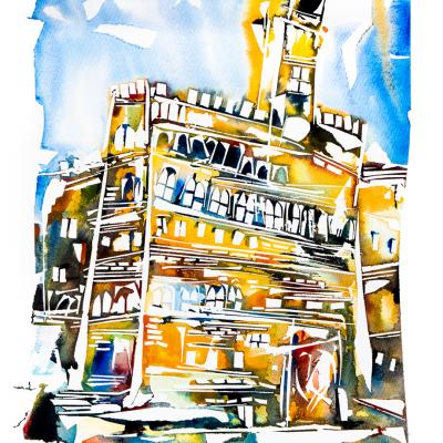 Watercolor art by pintarroja – city landscpaes paintings